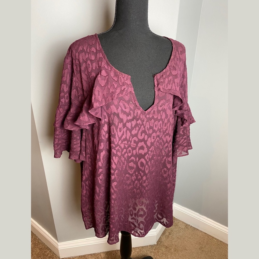 Lane Bryant Embroidered Sheer Blouse